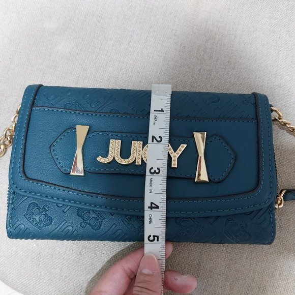 JUICY COUTURE HANDBAG WALLET With Long Crossbody Handbag Gold Chain - Picture 10 of 13